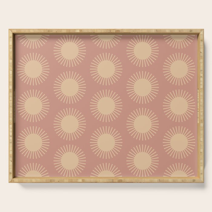 Boho Summer Sun Pattern XV Neutral Pastel Pink Serving Tray Gallery Image 1