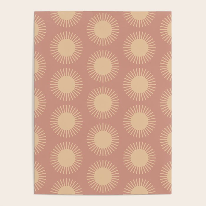 Boho Summer Sun Pattern XV Neutral Pastel Pink Poster Gallery Image 1