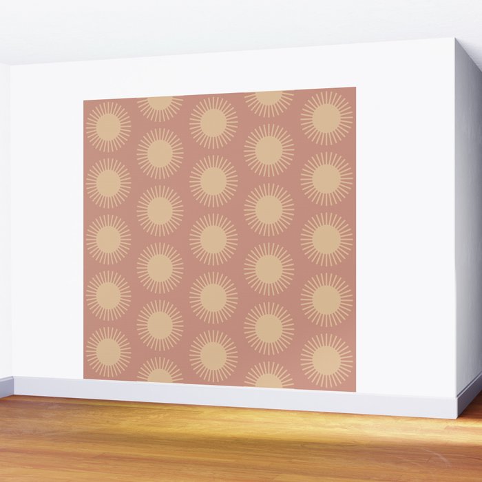 Boho Summer Sun Pattern XV Neutral Pastel Pink Wall Mural Gallery Image 2