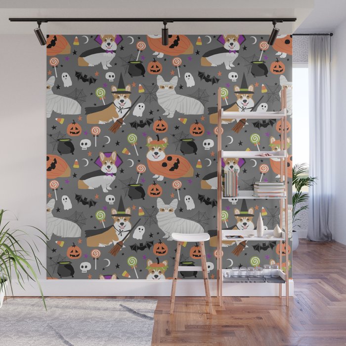 Corgi halloween costume ghost mummy vampire howl-o-ween dog gifts Wall Mural Gallery Image 1