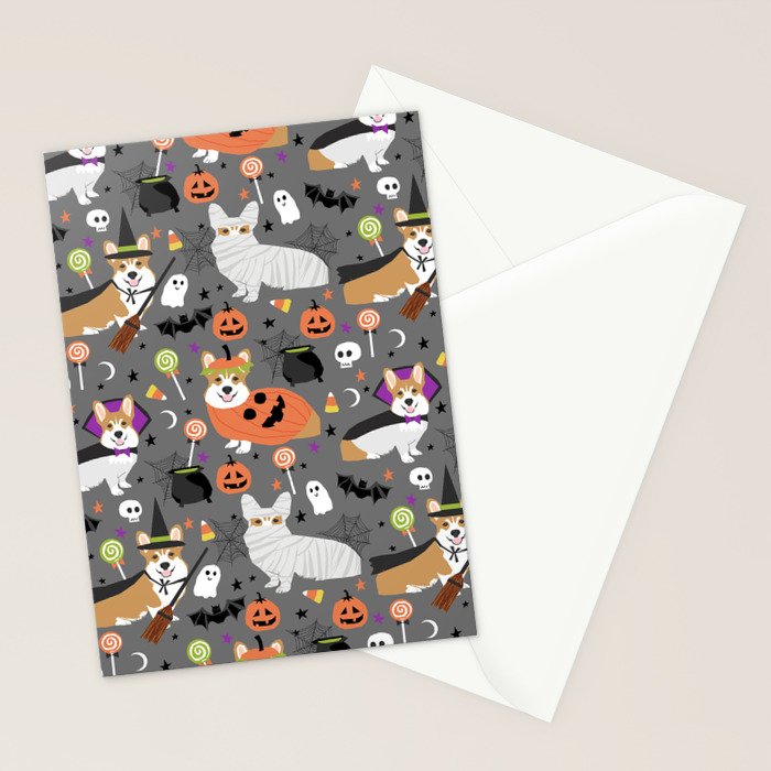 Corgi halloween costume ghost mummy vampire howl-o-ween dog gifts Stationery Card Gallery Image 2
