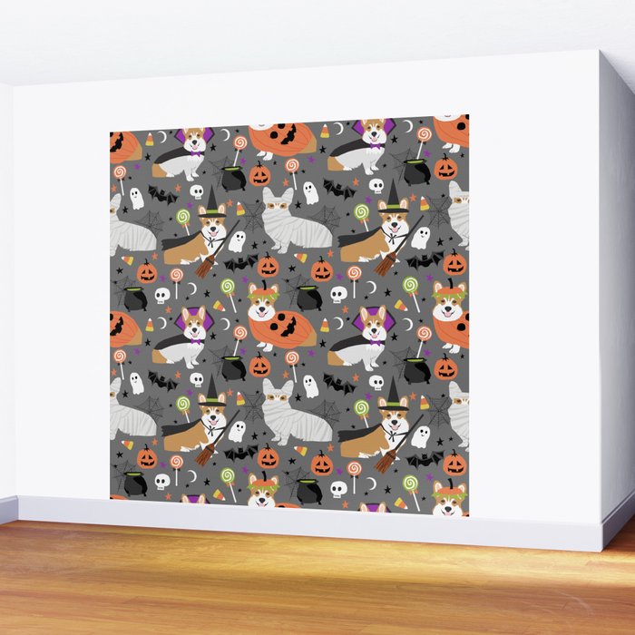 Corgi halloween costume ghost mummy vampire howl-o-ween dog gifts Wall Mural Gallery Image 2