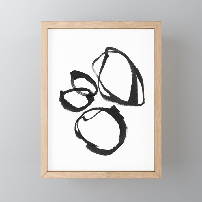 Minimalist Abstract Black Ink Painting Rings 2 Mini Art Print Gallery Image 1