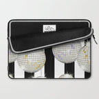 Striped Party Disco Ball black and white Laptop Sleeve Gallery Image 2