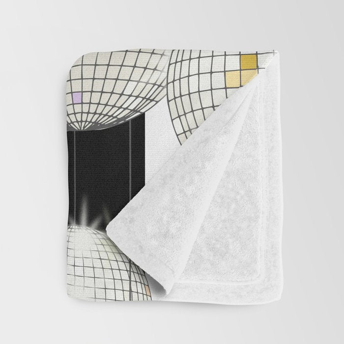 Striped Party Disco Ball black and white Throw Blanket Gallery Image 3