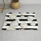 Striped Party Disco Ball black and white Rug Gallery Image 1
