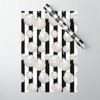 Striped Party Disco Ball black and white Wrapping Paper Gallery Image 1