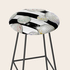 Striped Party Disco Ball black and white Stool Gallery Image 2