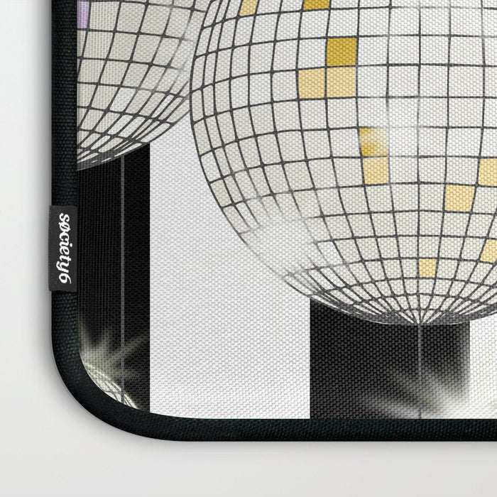 Striped Party Disco Ball black and white Laptop Sleeve Gallery Image 3