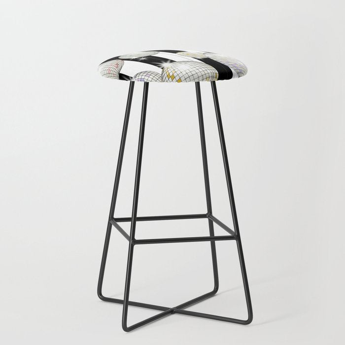 Striped Party Disco Ball black and white Stool Gallery Image 1