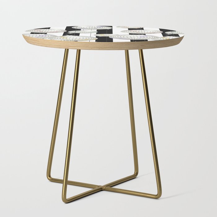 Striped Party Disco Ball black and white Side Table Gallery Image 1