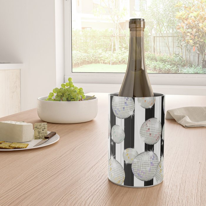 Striped Party Disco Ball black and white Wine Chiller Gallery Image 4