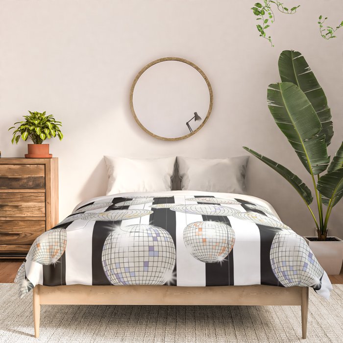 Striped Party Disco Ball black and white Comforter Gallery Image 3