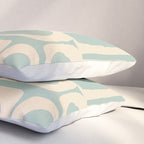 Mid Century Modern Piquet Multi Geometric Pattern in Light Celadon Blue and Cream Pillow Sham Gallery Image 3