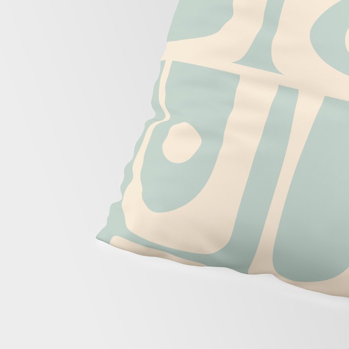 Mid Century Modern Piquet Multi Geometric Pattern in Light Celadon Blue and Cream Pillow Sham Gallery Image 4