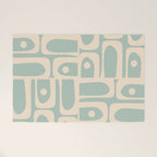 Mid Century Modern Piquet Multi Geometric Pattern in Light Celadon Blue and Cream Welcome Mat Gallery Image 1