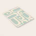 Mid Century Modern Piquet Multi Geometric Pattern in Light Celadon Blue and Cream Notebook Gallery Image 3