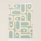 Mid Century Modern Piquet Multi Geometric Pattern in Light Celadon Blue and Cream Stationery Card Gallery Image 2
