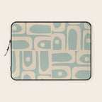 Mid Century Modern Piquet Multi Geometric Pattern in Light Celadon Blue and Cream Laptop Sleeve Gallery Image 1