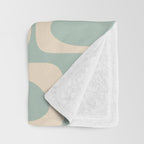 Mid Century Modern Piquet Multi Geometric Pattern in Light Celadon Blue and Cream Throw Blanket Gallery Image 3