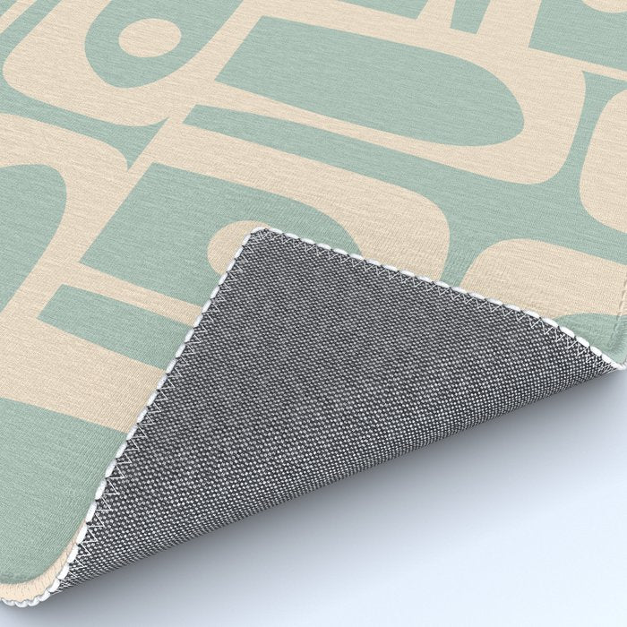 Mid Century Modern Piquet Multi Geometric Pattern in Light Celadon Blue and Cream Rug Gallery Image 4