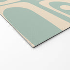Mid Century Modern Piquet Multi Geometric Pattern in Light Celadon Blue and Cream Welcome Mat Gallery Image 2