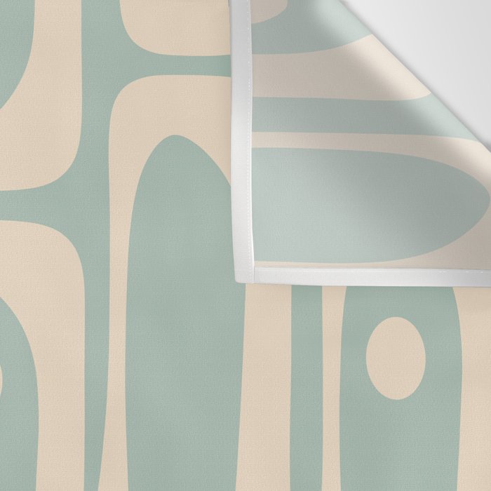 Mid Century Modern Piquet Multi Geometric Pattern in Light Celadon Blue and Cream Wall Tapestry Gallery Image 3