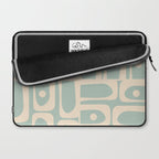 Mid Century Modern Piquet Multi Geometric Pattern in Light Celadon Blue and Cream Laptop Sleeve Gallery Image 2