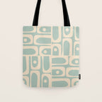 Mid Century Modern Piquet Multi Geometric Pattern in Light Celadon Blue and Cream Tote Bag Gallery Image 1