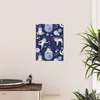 Best Space To Be // navy blue background indigo moons and cute astronauts sloths Poster Gallery Image 2
