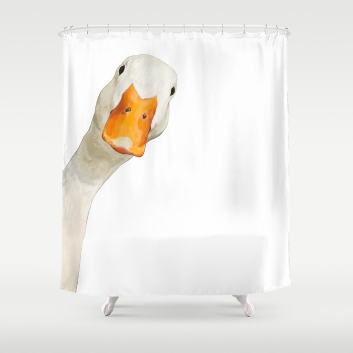 Sneaky White Duck Shower Curtain Gallery Image 1