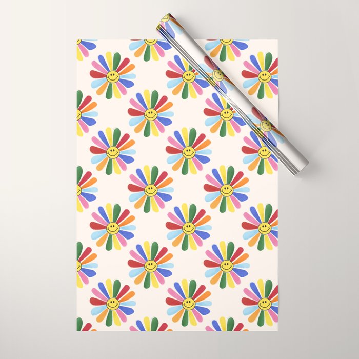 Smiley Hippie Daisy Wrapping Paper Gallery Image 1