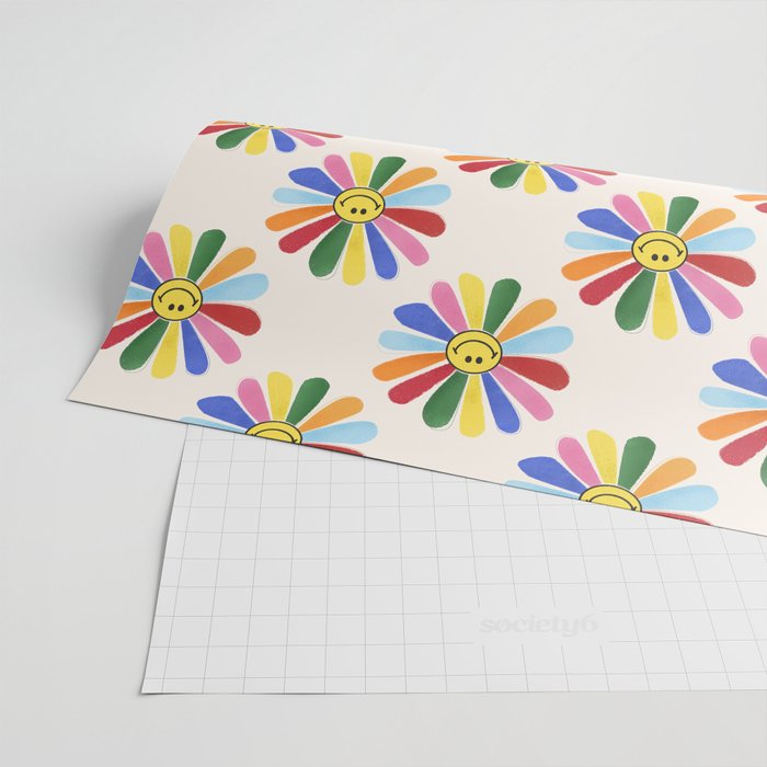 Smiley Hippie Daisy Wrapping Paper Gallery Image 2