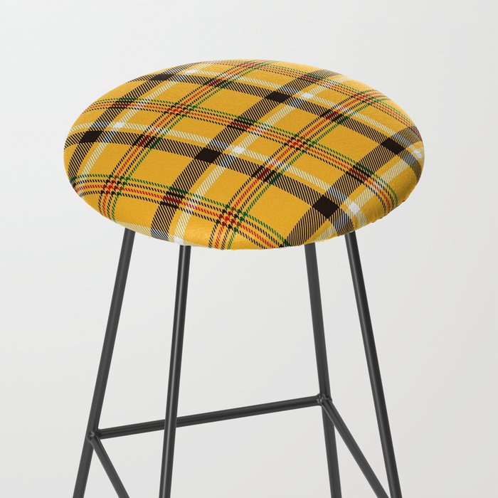 Vintage Yellow Tartan Plaid Pattern Stool Gallery Image 2