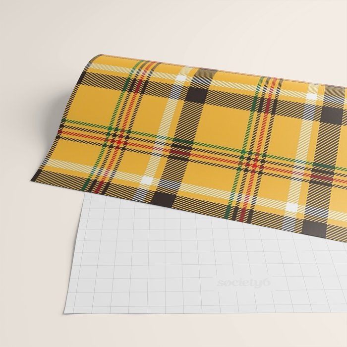 Vintage Yellow Tartan Plaid Pattern Wrapping Paper Gallery Image 2