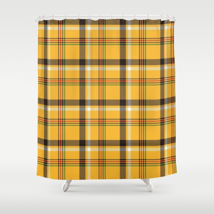Vintage Yellow Tartan Plaid Pattern Shower Curtain Gallery Image 1