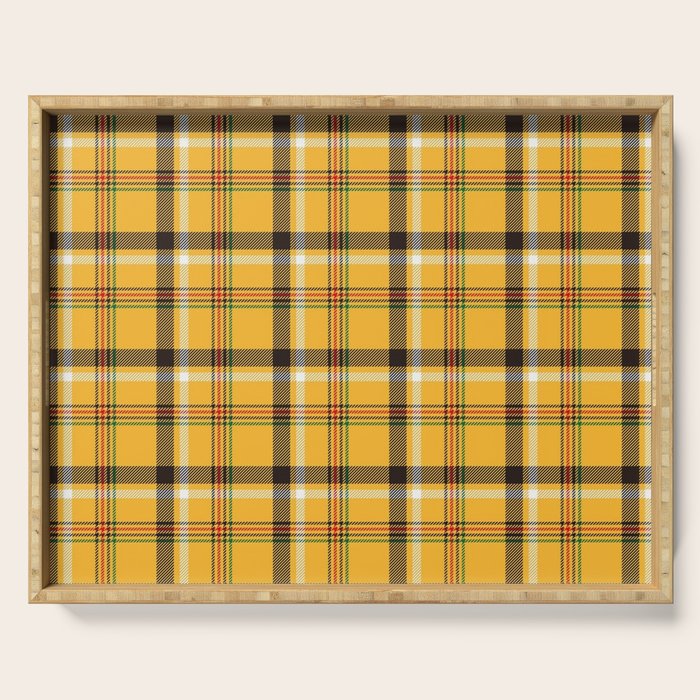 Vintage Yellow Tartan Plaid Pattern Serving Tray Gallery Image 1