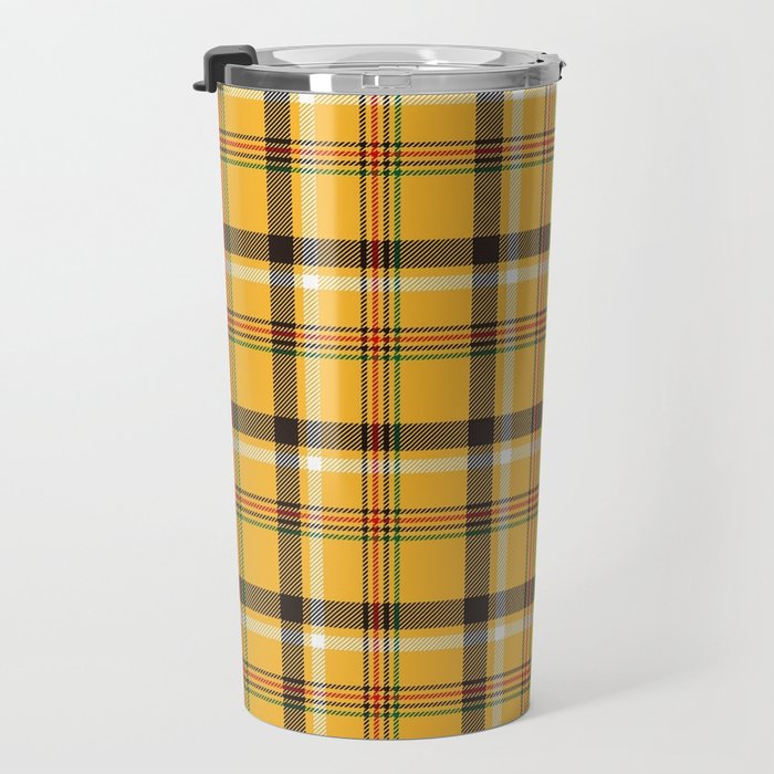 Vintage Yellow Tartan Plaid Pattern Travel Mug Gallery Image 3