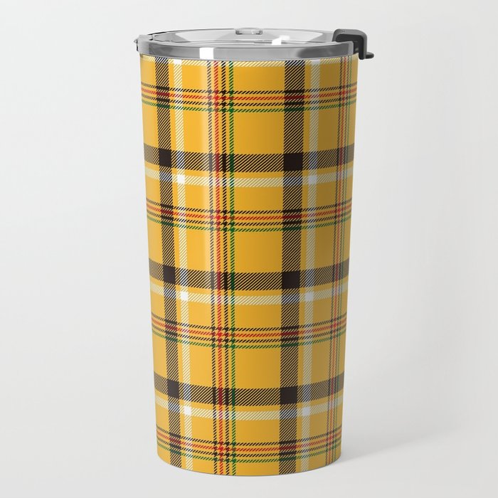 Vintage Yellow Tartan Plaid Pattern Travel Mug Gallery Image 2