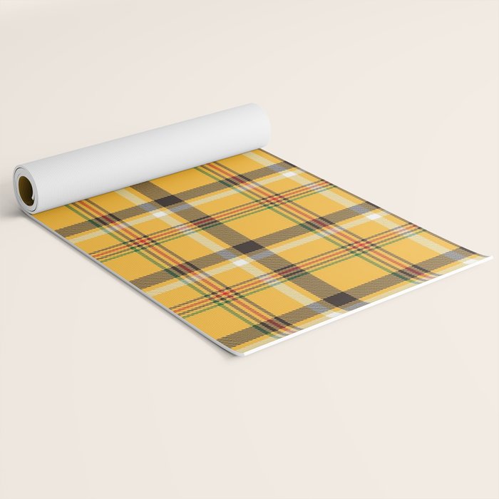 Vintage Yellow Tartan Plaid Pattern Yoga Mat Gallery Image 2