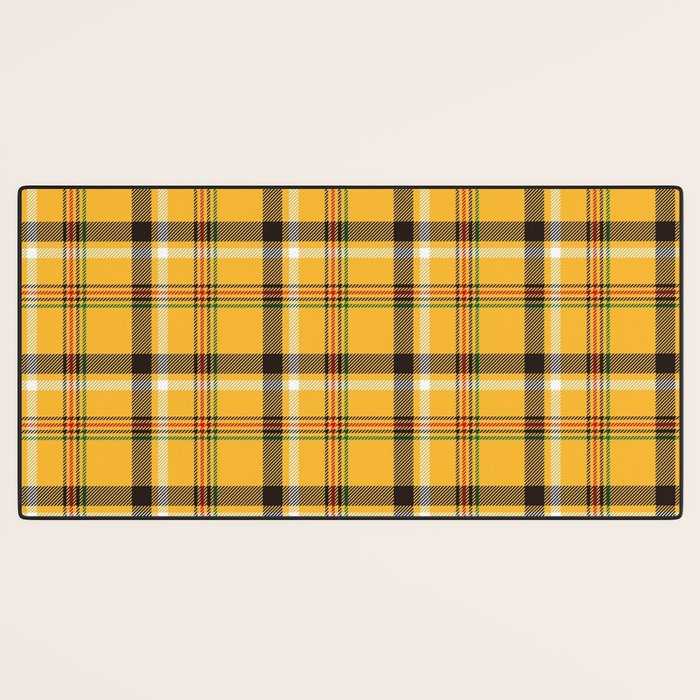 Vintage Yellow Tartan Plaid Pattern Desk Mat Gallery Image 3