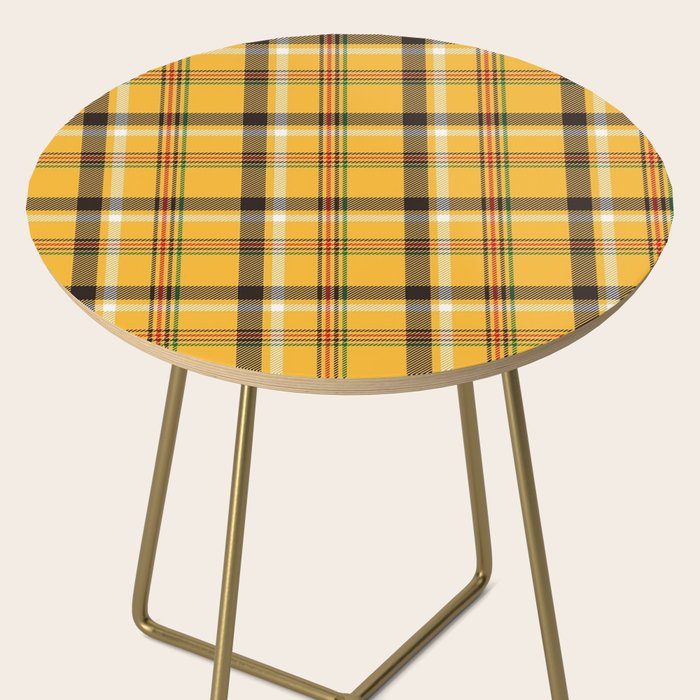 Vintage Yellow Tartan Plaid Pattern Side Table Gallery Image 2
