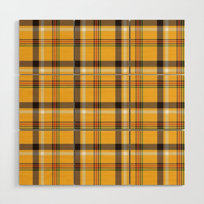 Vintage Yellow Tartan Plaid Pattern Wood Wall Art Gallery Image 1