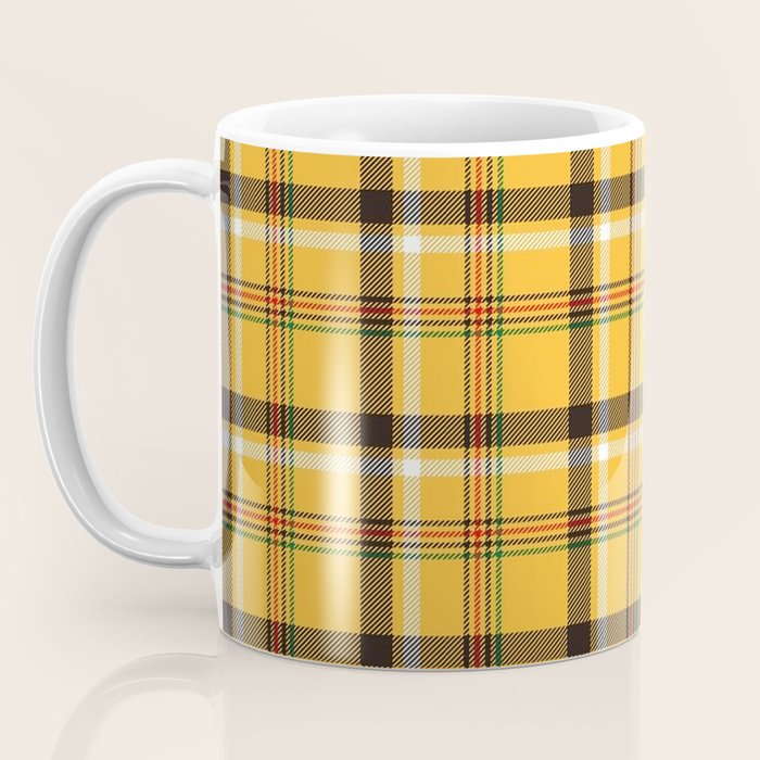 Vintage Yellow Tartan Plaid Pattern Coffee Mug Gallery Image 3
