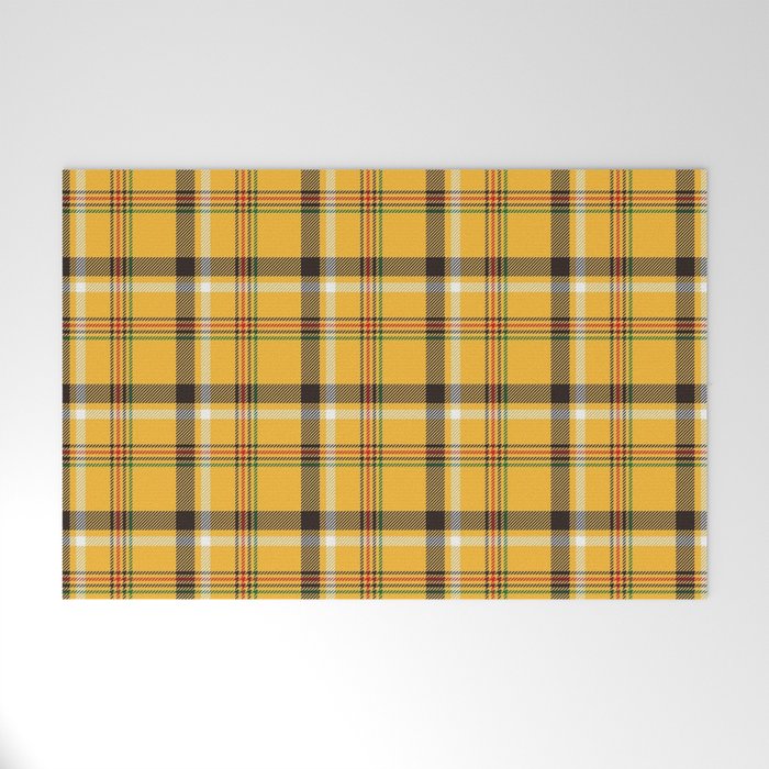 Vintage Yellow Tartan Plaid Pattern Welcome Mat Gallery Image 1