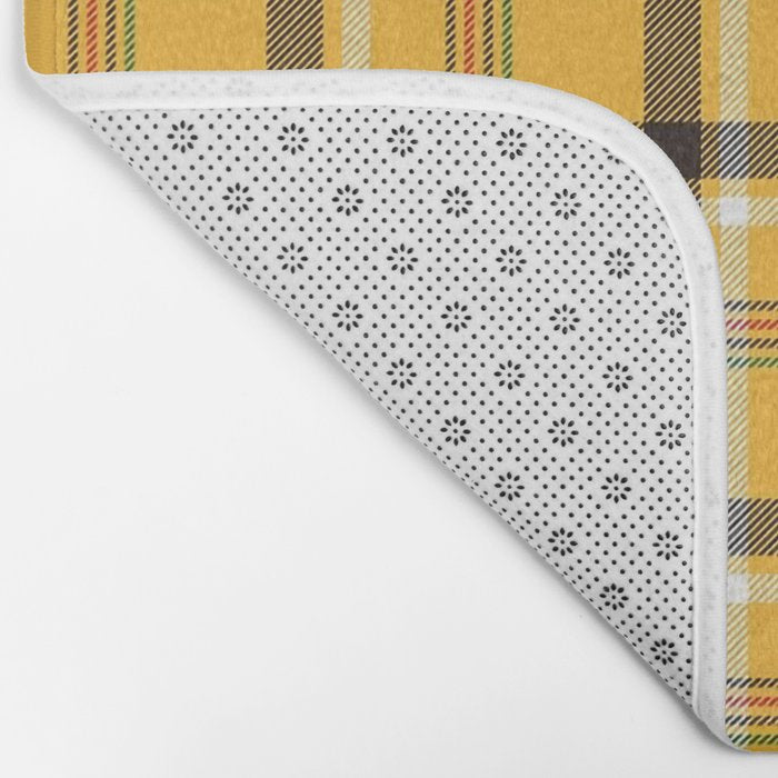 Vintage Yellow Tartan Plaid Pattern Bath Mat Gallery Image 2