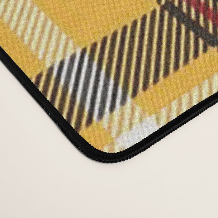 Vintage Yellow Tartan Plaid Pattern Desk Mat Gallery Image 4