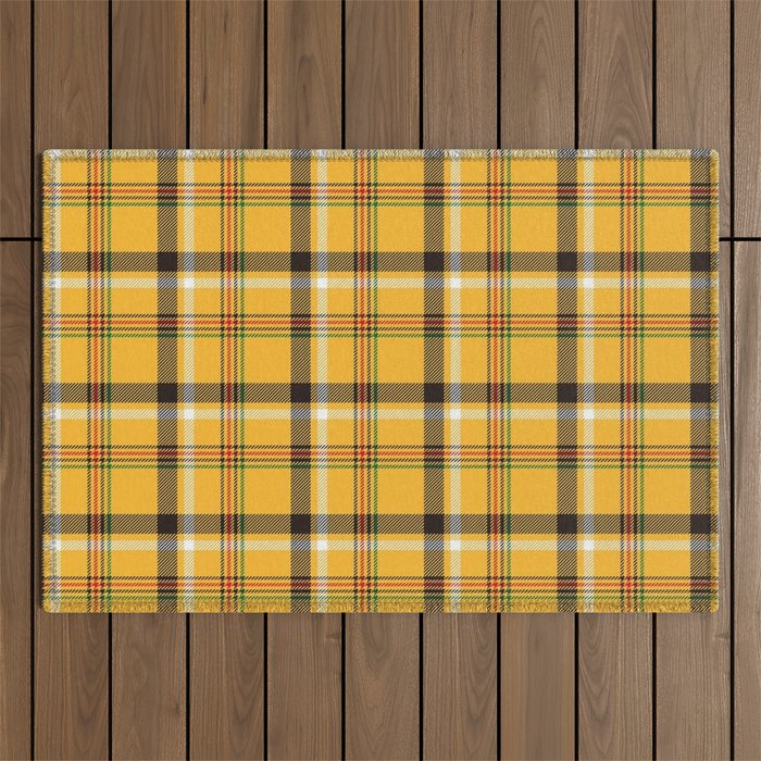 Vintage Yellow Tartan Plaid Pattern Outdoor Rug Gallery Image 1