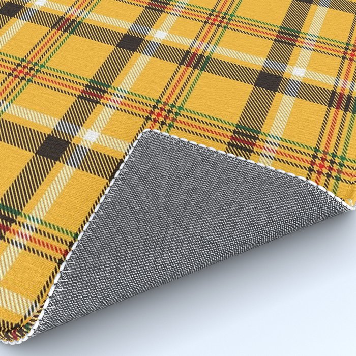 Vintage Yellow Tartan Plaid Pattern Rug Gallery Image 4