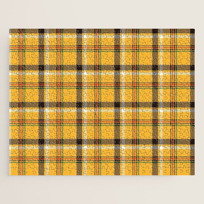 Vintage Yellow Tartan Plaid Pattern Jigsaw Puzzle Gallery Image 1